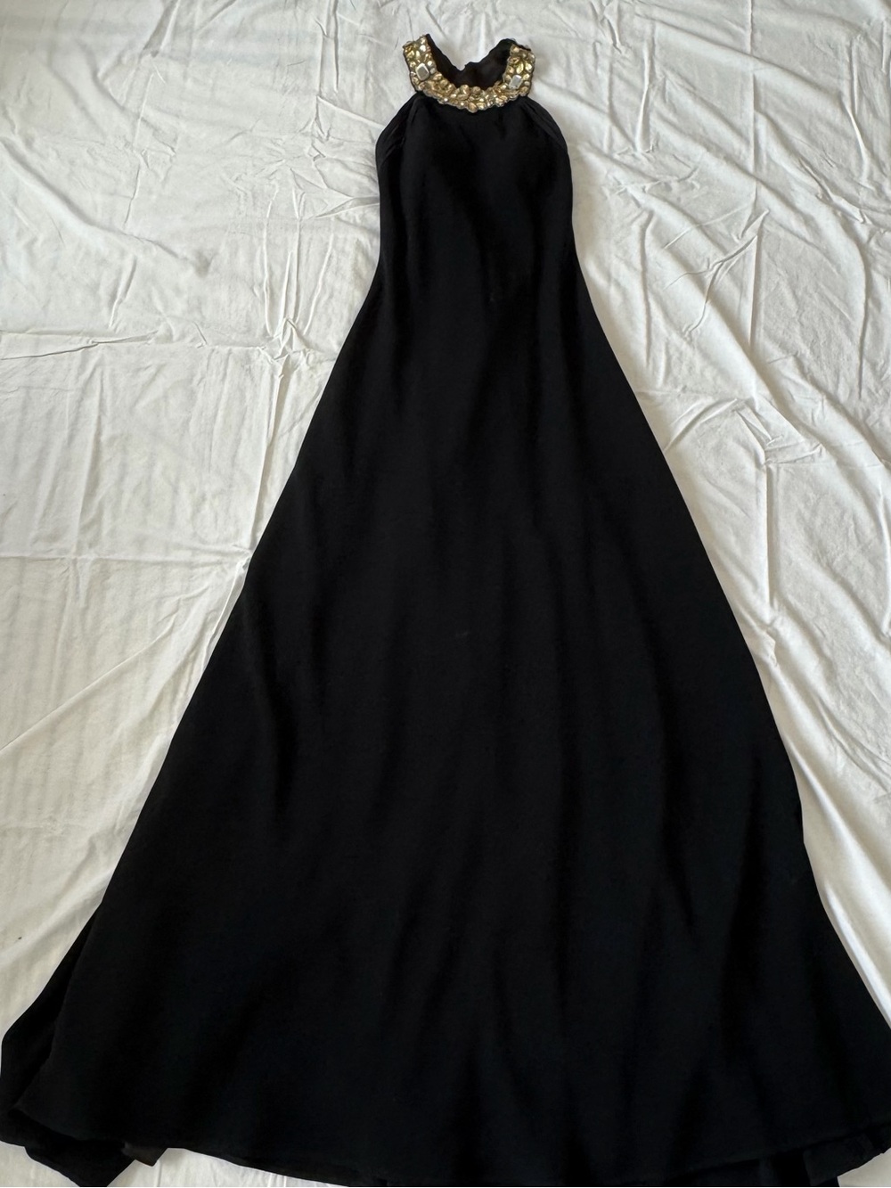 NWT Theia Black Formal Gown with Jeweled Neckline